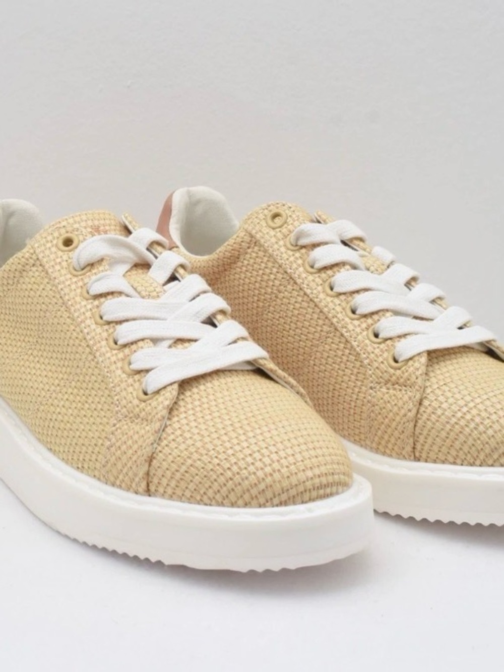 Lauren Ralph Lauren Beige Woven Low-Top Sneakers